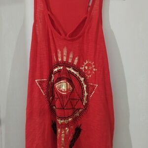 Belle Du Jour Red and Gold Graphic Tank Top